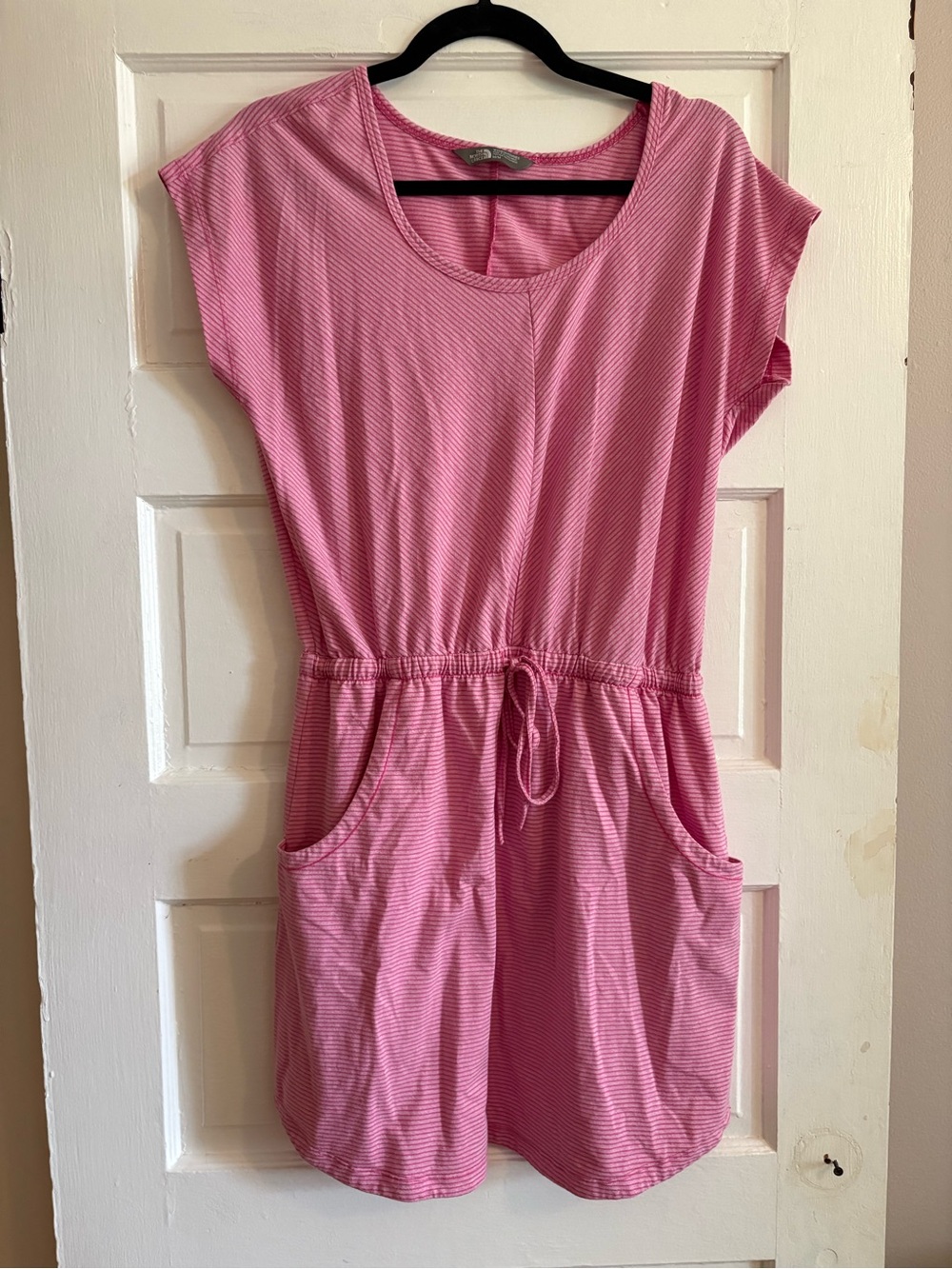 The North Face Pink Striped Drawstring Mini Dress